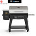 Silver and black Pit Boss Pro Series pellet grill with digital display and Bluetooth connectivity.