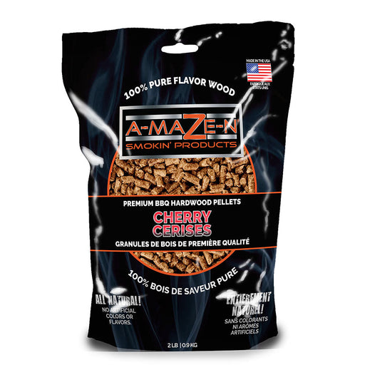 A-MAZE-N Cherry BBQ hardwood pellets, 2 lb bag. All-natural, 100% pure flavor wood for smoking and grilling.