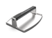 Silver Pit Boss portable grill with black handle and branding.