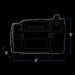 Diagram of a black rectangular object with dimensions: 84" width, 49" height, 24" depth.