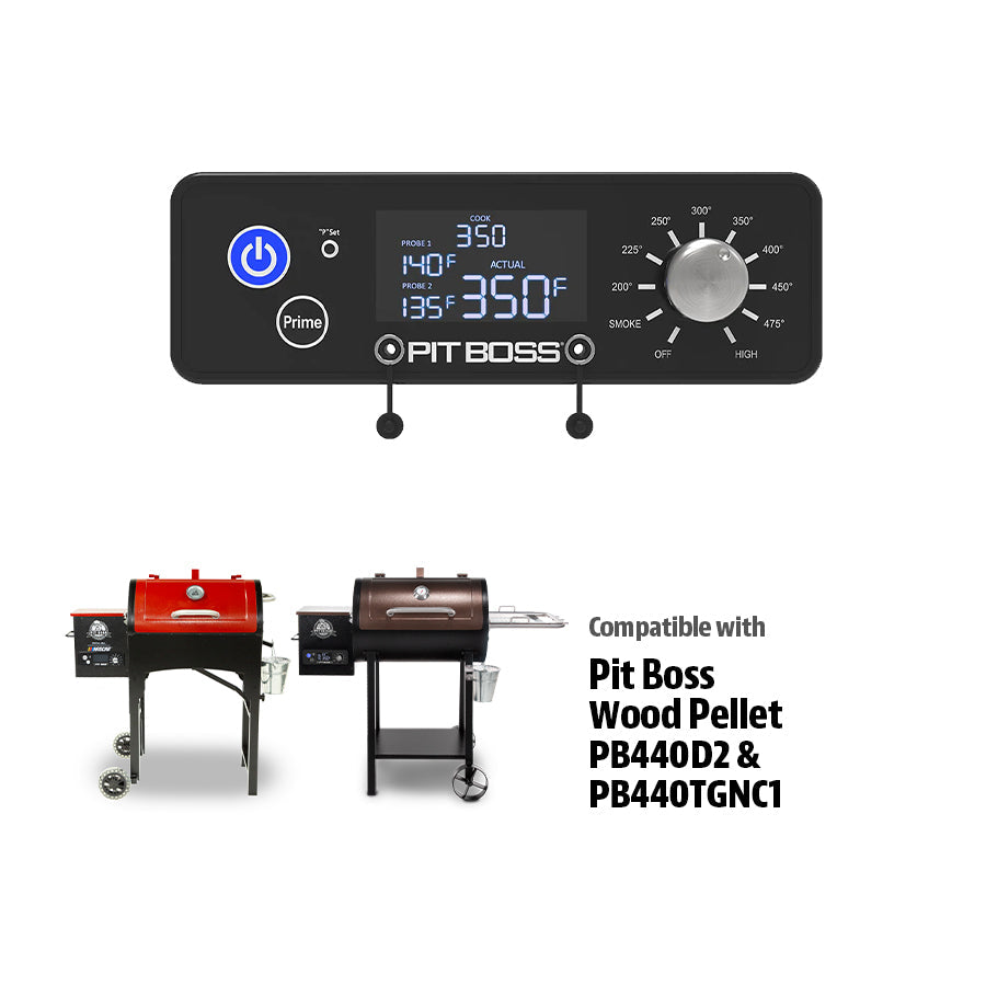 Black Pit Boss digital control panel with temperature settings, compatible with PB440D2 & PB440TGNC1 pellet grills.