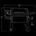 Black grill with side shelf, 63.9" wide, 47" tall, 37" deep, 185 lb weight.