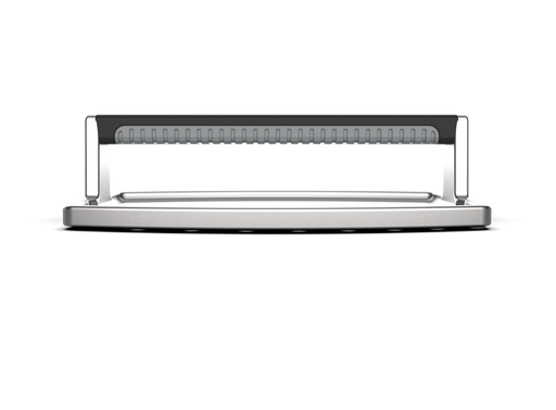 Silver and black toaster oven with digital display and control panel.