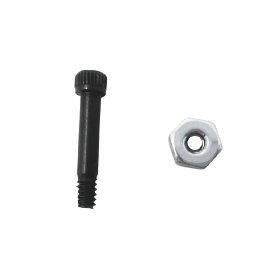Black hex bolt and silver hex nut.