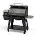 Black PRO SERIES electric grill with digital display and side shelf.