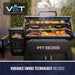 Black Pit Boss Titan grill with variable smoke technology, cooking assorted meats and vegetables.