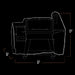 White outline of a rectangular outdoor furniture piece with dimensions: 65" width, 30" depth, 57" height.
