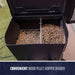 Black wood pellet hopper divider for convenient storage.