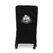 Black Pit Boss grill cover with wheels and logo.