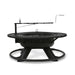 Black fire pit with round shape and black lettering: Pit Boss