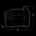 White outline of a grill with dimensions: 57" width, 33" depth, 53" height.