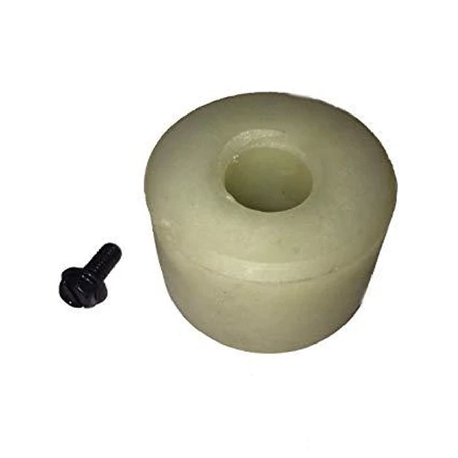 White rubber bushing with black screw.
