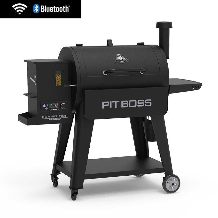 Black Pit Boss Competition Series smart smoker with Bluetooth and Wi-Fi connectivity.