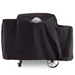 Black Pit Boss grill cover with wheels and side pocket.