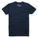 Navy blue short-sleeve t-shirt with a small graphic design on the back.