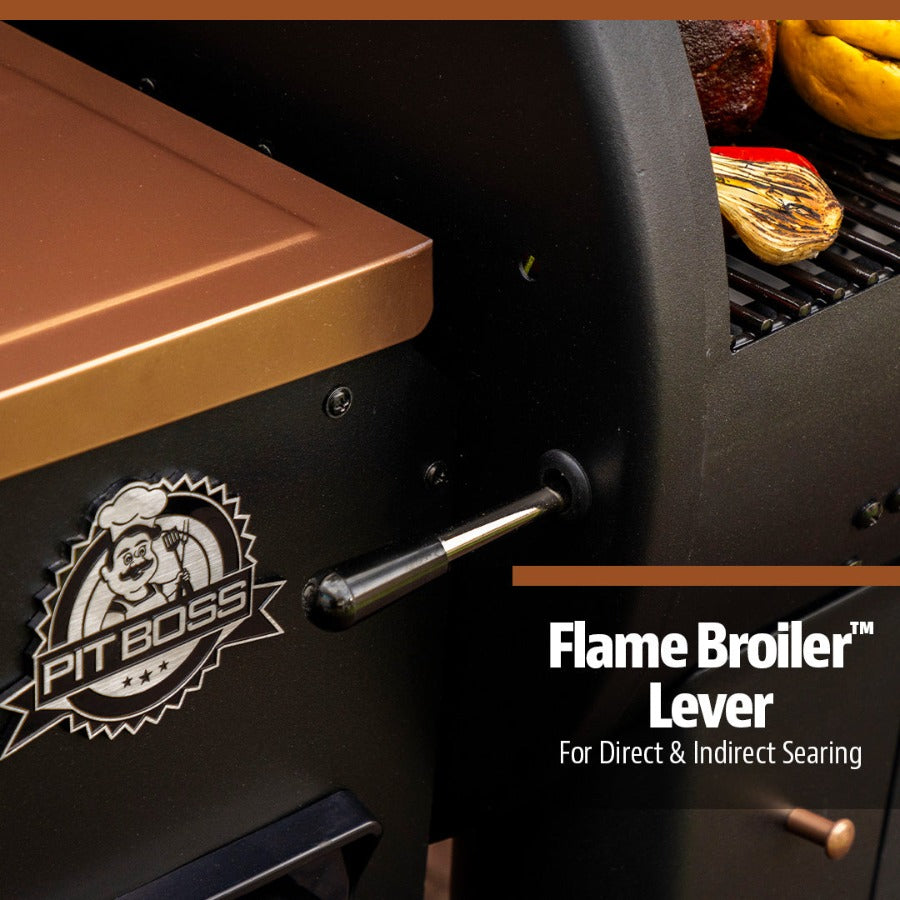 Black Pit Boss Flame Broiler Lever for direct and indirect searing.