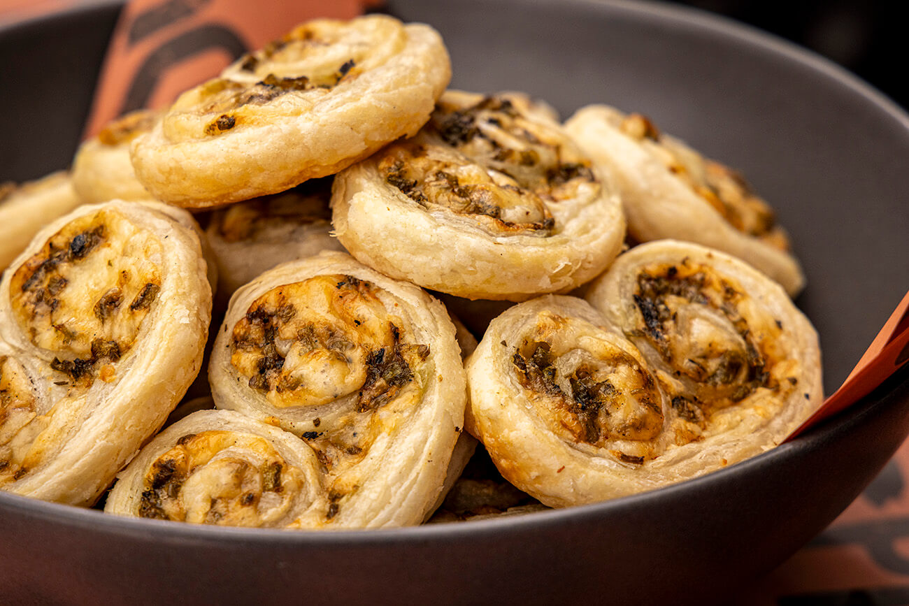 Green Chile & Cheese Smoked Palmiers Holiday Appetizer cooked on Pit Boss Wood Pellet Grill