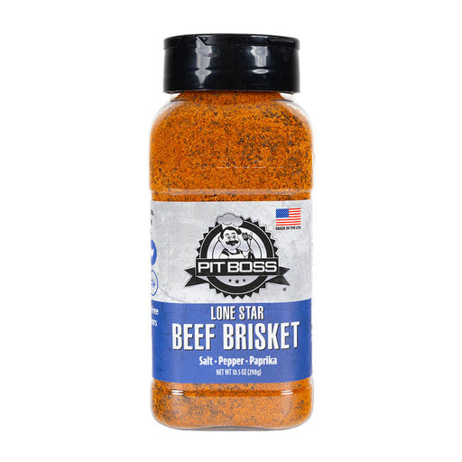 Orange Pit Boss Lone Star Beef Brisket seasoning blend.