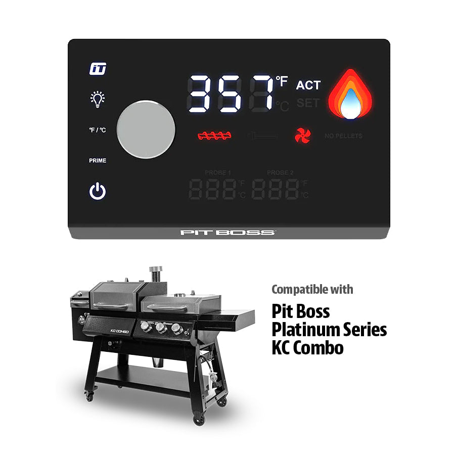 Black Pit Boss Platinum Series KC Combo digital control panel with temperature display.
