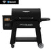 Black Pit Boss Competition Series pellet grill with Bluetooth connectivity.