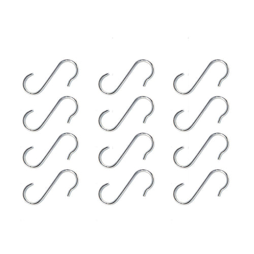 Set of 12 silver S-shaped hooks, evenly spaced.