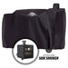 Black Pit Boss side smoker cover with fitted design.