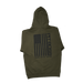 Olive green hoodie with "PIT BOSS" and "BIGGER. HOTTER. HEAVIER" text, featuring an American flag design.