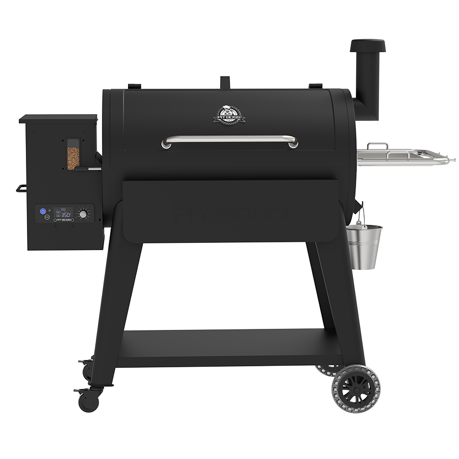 Black Pit Boss pellet grill with digital control panel and smoker box.
