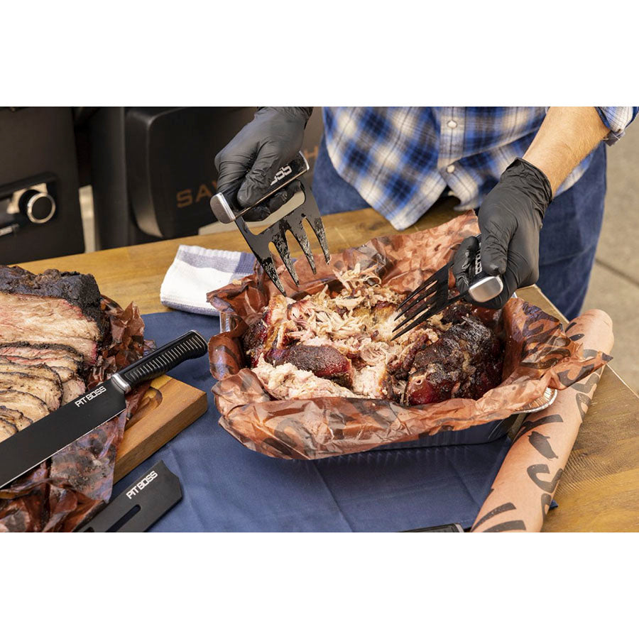 Black Pit Boss BBQ shredding claws used to shred pulled pork.