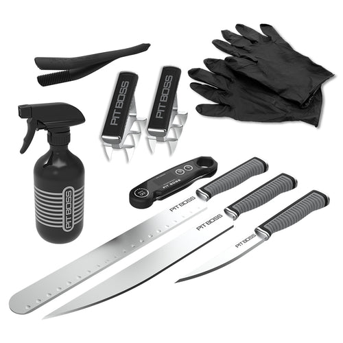 Pit Boss BBQ Pit Kit, black and grey with pit boss logos for grilling and smoking