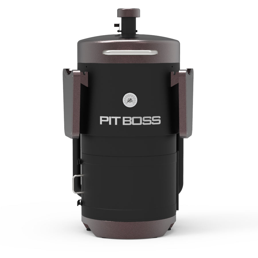 Black Pit Boss portable charcoal grill with folding side tables.