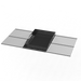 Black grill grate with square drip pan insert.