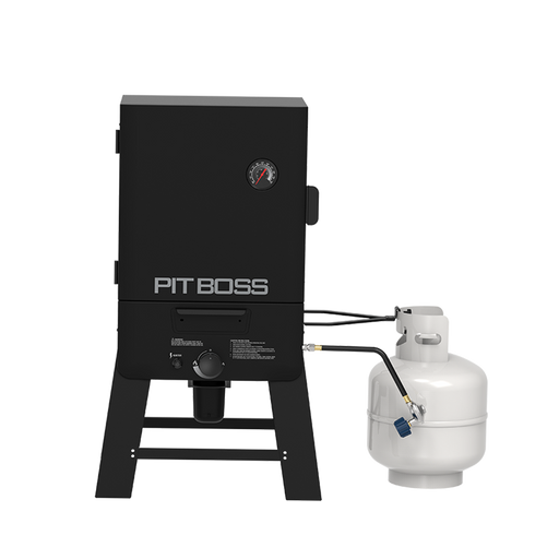 Pit Boss 30-inch Gas Vertical Smoker, front view with door closed on a white background.