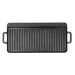 Black PitBoss cast iron griddle with handles.