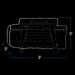 White diagram of a vehicle with dimensions: width 63", depth 29", height 37".