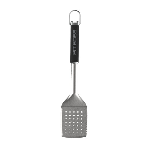 Pit Boss Grills BBQ Spatula, stainless steel with black handle and drain slots