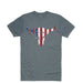 Dark gray t-shirt with "PIT BOSS" and American flag skull design.