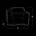 White outline of a grill cover with dimensions: 57" width, 50" height, 35" depth.