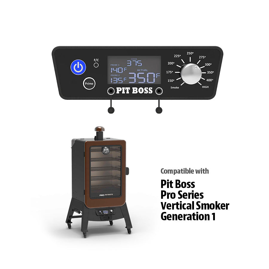 Black Pit Boss Pro Series Vertical Smoker Generation 1 with digital control panel.