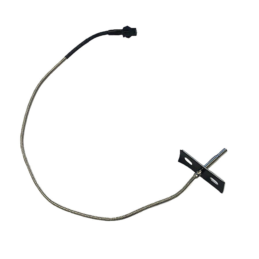 Black wire with metal connector and flat metal plate.