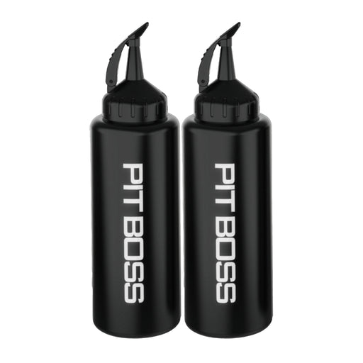 Pit Boss Ultimate Squeeze Bottles. Pack of two. White Pit Boss name down the front.