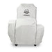White chair cover with "LOCKHART" text and logo, on wheels.