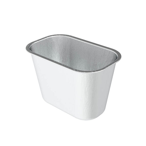 Silver aluminum loaf pan for baking.