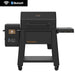 Black Pit Boss Odessa pellet grill with Bluetooth connectivity and digital control panel.