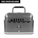 Compact silver Pit Boss portable grill with handle, front vents, and free cover included. Ideal for outdoor cooking.