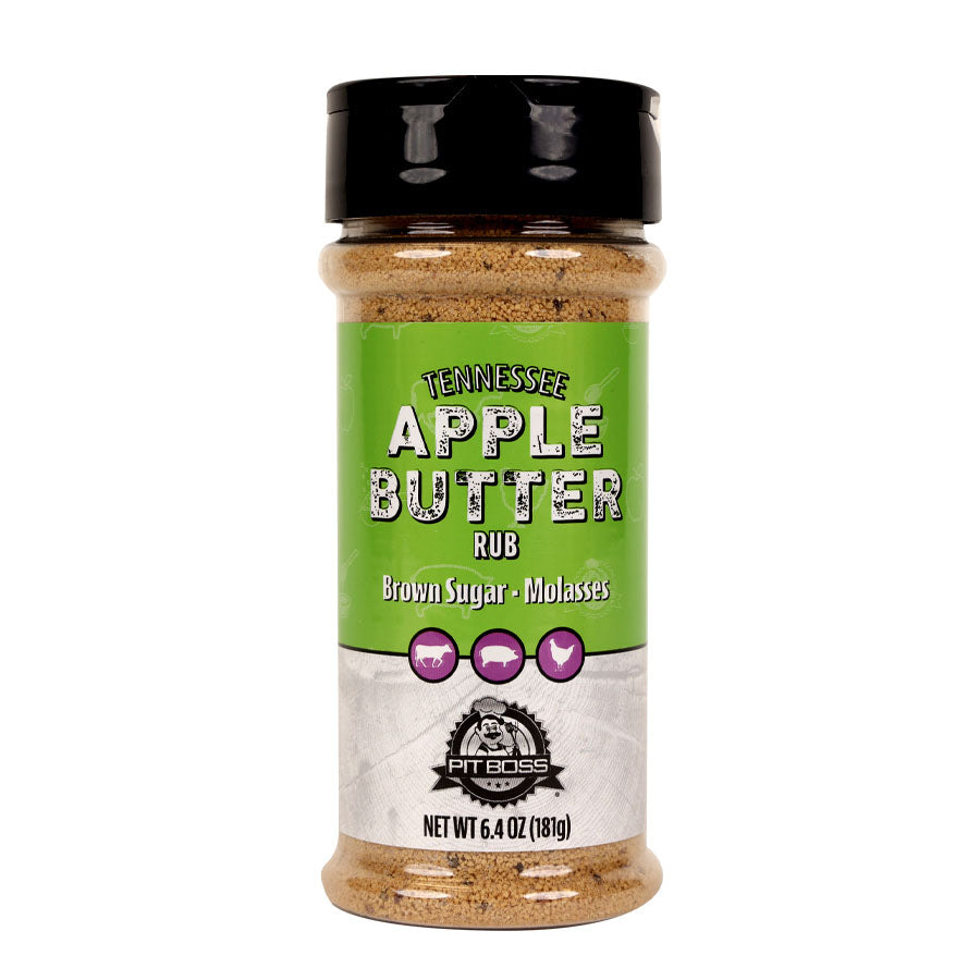 Green bottle of Tennessee Apple Butter Rub by Pit Boss, 6.4 oz.