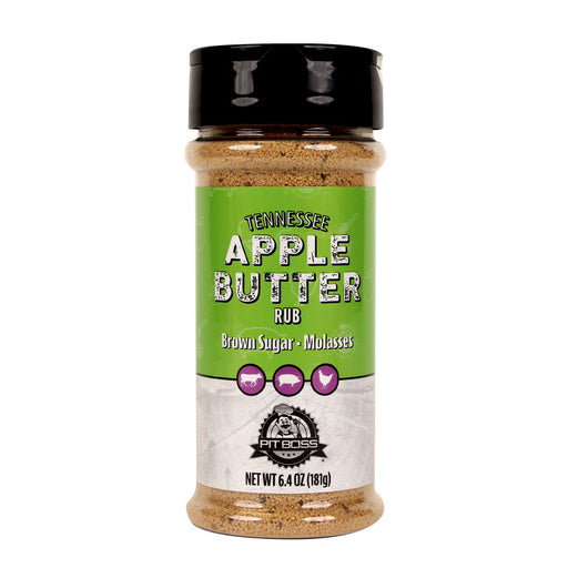 Green bottle of Tennessee Apple Butter Rub by Pit Boss, 6.4 oz.