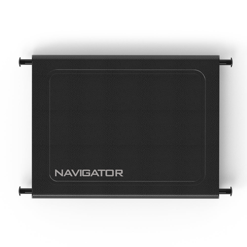 Black Navigator device with textured surface and branding.