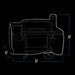 Black portable grill with dimensions: 60" width, 33" depth, 46" height.