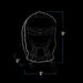 Black cylindrical object with dimensions: height 46", width 36", depth 36".